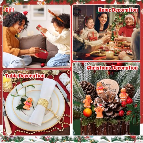 48Pcs Mini Resin Gingerbread Man Ornaments - 4 Styles Christmas Party Favors