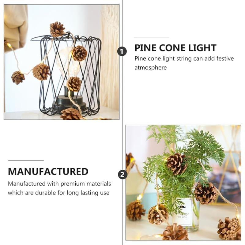 Battery-Powered Pine Cone String Lights for Christmas and Holiday Decor
