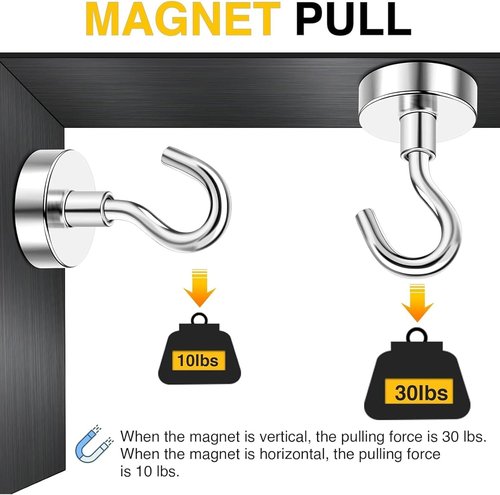 DIYMAG Magnetic Hooks - Heavy Duty 30lbs+ Magnet Hooks for Home & Kitchen | 20 Pack (Silver)
