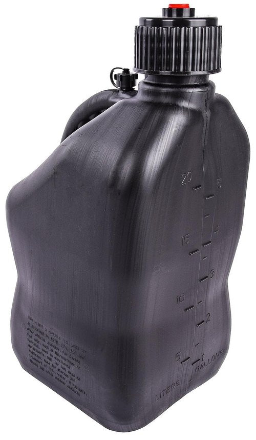 JEGS Square Black Jug | 5-Gallon Capacity | Contoured Handle | Exterior Fluid Level Markings | Leak-Free Seal | Unbreakable Cap | Made In USA