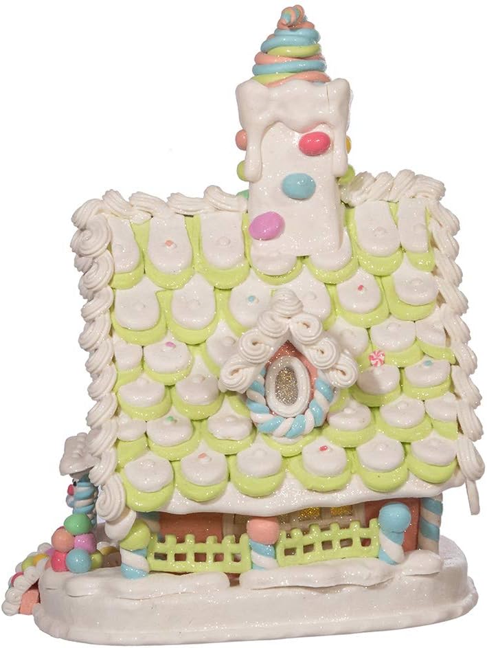 Kurt S. Adler 12.5-Inch Light-Up Pastel Gingerbread House - Battery-Operated Holiday Decor