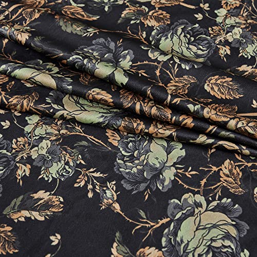 Black Velvet Curtains 84 Inch Long Vintage Floral Drapes - Pack of 2 - Variation of Floral Black/52"W x 84"L