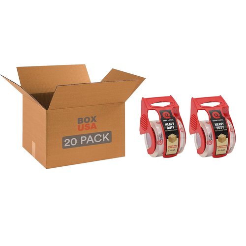 BOX USA Moving Boxes - Medium 18"L x 14"W x 12"H (20-Pack) + Packaging Tape (2-Pack) for Shipping & Storage
