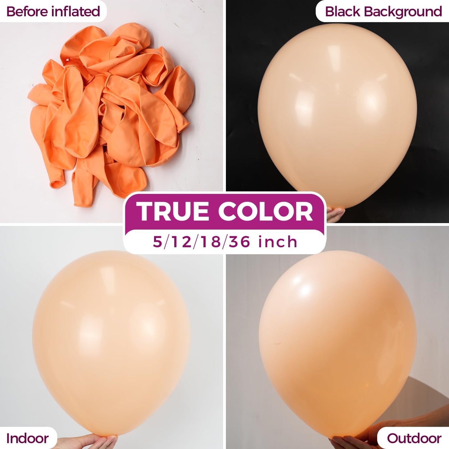 Bezente Pastel Orange Giant Balloons 36 Inch - 8 Pack Jumbo Orange Balloons Large Round Light Orange Peach Latex Balloons for Bridal Shower Wedding Birthday Party Decorations