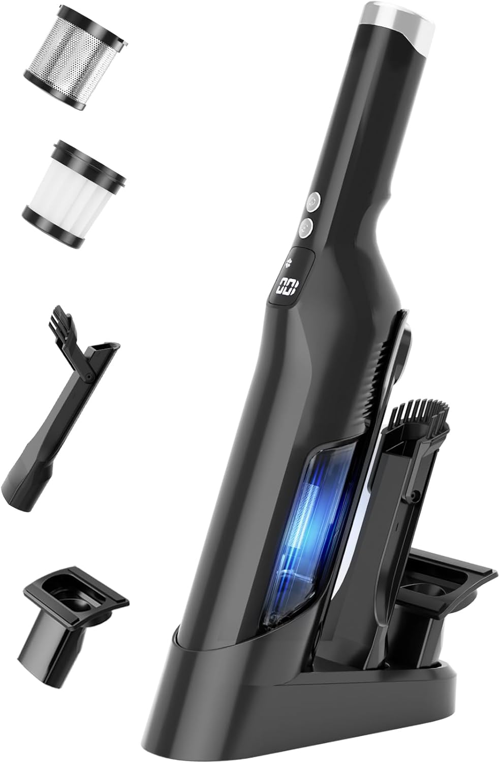 Sweepcent Handheld Vacuum - Cordless 24Kpa Car Vacuum with Brushless Motor & Charging Dock | Lightweight 1.5lbs, 2-Speed for Home & Pet (Black)
