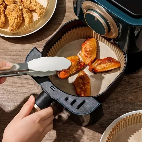 200 Pcs Air Fryer Paper Liners, 8" Square Air Fryer Liners Disposable, Non-Stick & Non-Leak Parchment Paper Liners, Paper Liners for Airfryer Basket, Deep Fryer Parts & Accessories