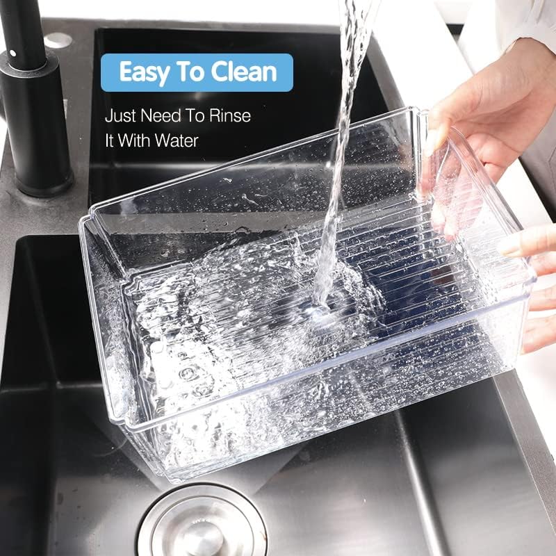 KUMD Clear Fridge Organizer Bins - 10-Pack Stackable Storage Containers with Lids, BPA-Free & Anti-Slip Base