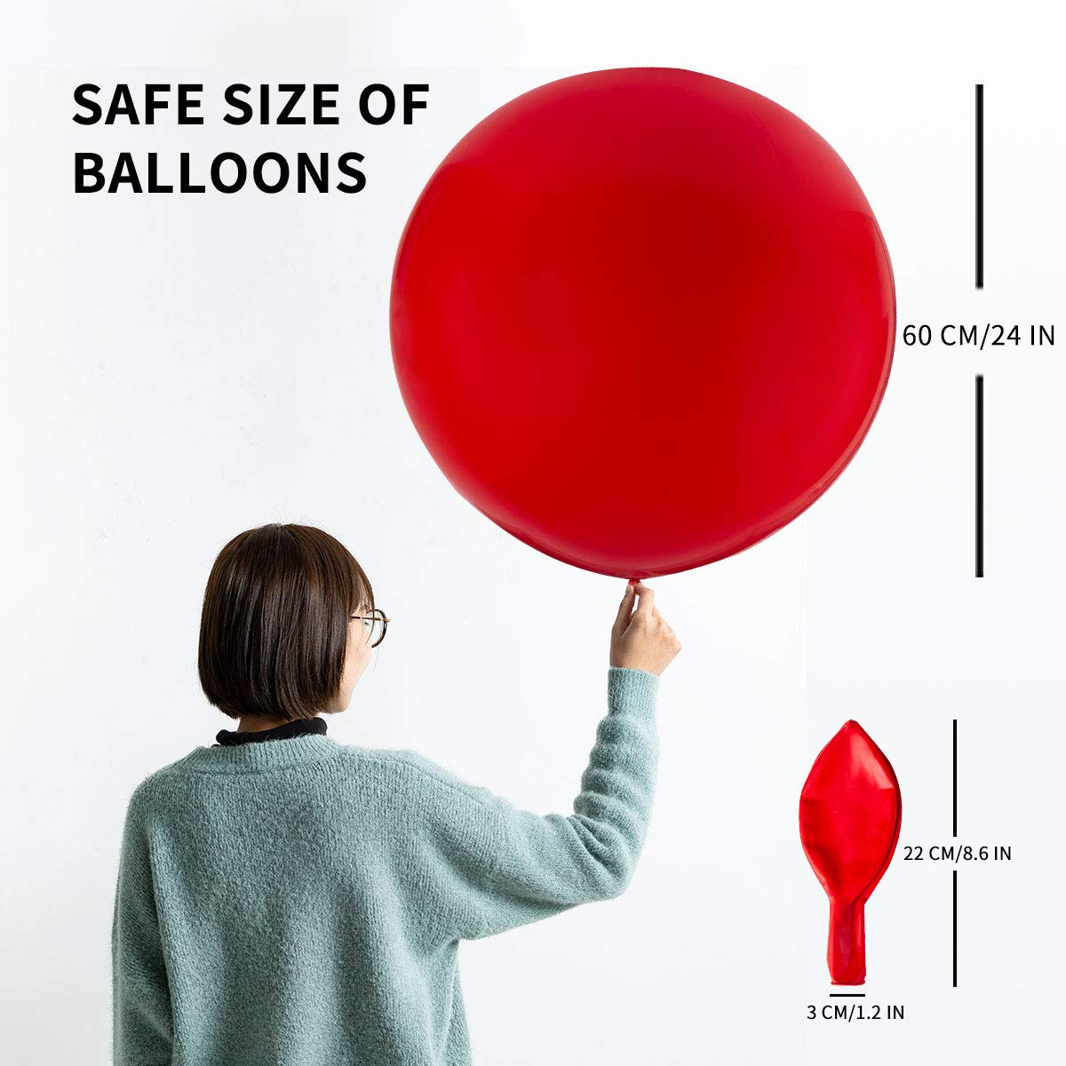 OUPKING 24 Inch Giant Round Balloons 10 Packs Black Latex Balloons for Photo Shoot Wedding Baby Shower Birthday Party Decorations