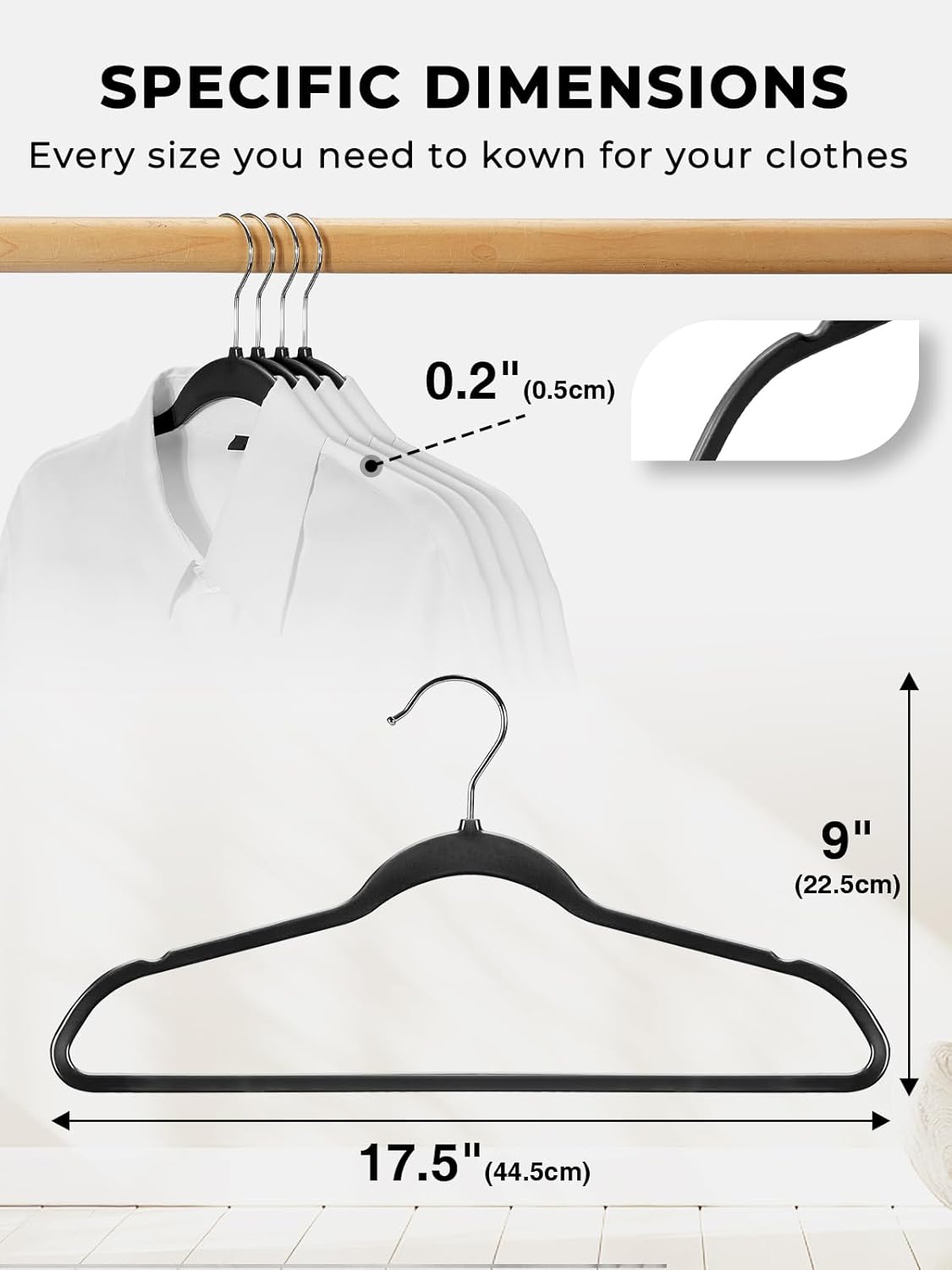 SMARTOR Heavy Duty Plastic Hangers - 50 Pack Slim Non-Velvet Clothes Hangers with 360° Swivel Hook | Black