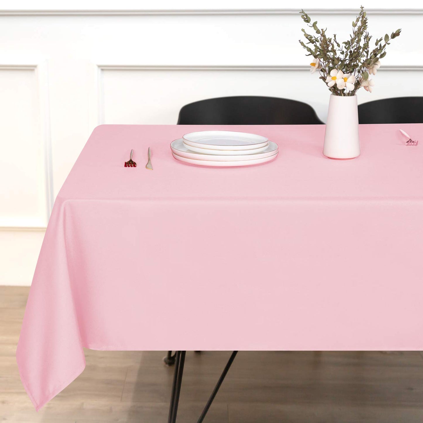 sancua Rectangle Tablecloth - 60 x 84 Inch - Stain and Wrinkle Resistant Washable Polyester Table Cloth, Decorative Fabric Table Cover for Dining Tables, Buffet Parties and Camping, Valentines Pink