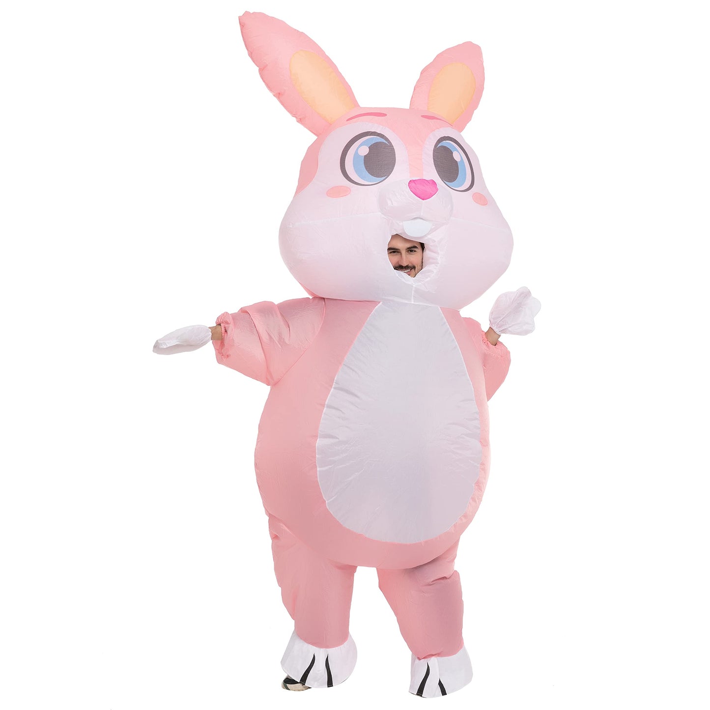 Spooktacular Creations Inflatable Costume Women, Pink Bunny Full Body Blow up Costume, Deluxe Halloween with a pair of Gloves for Adult Halloween Easter Themed Parties