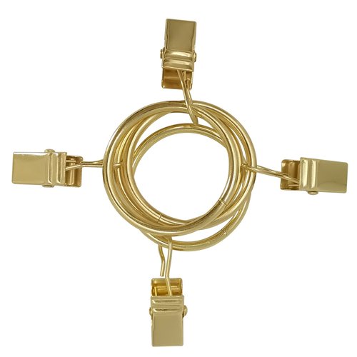 AMZSEVEN 40 Pack Curtain Rings with Clips, Drapery Clips with Rings, Drapes Rings 1.26 in Interior Diameter, Fits up to 1 in Curtain Rod, Gold Color