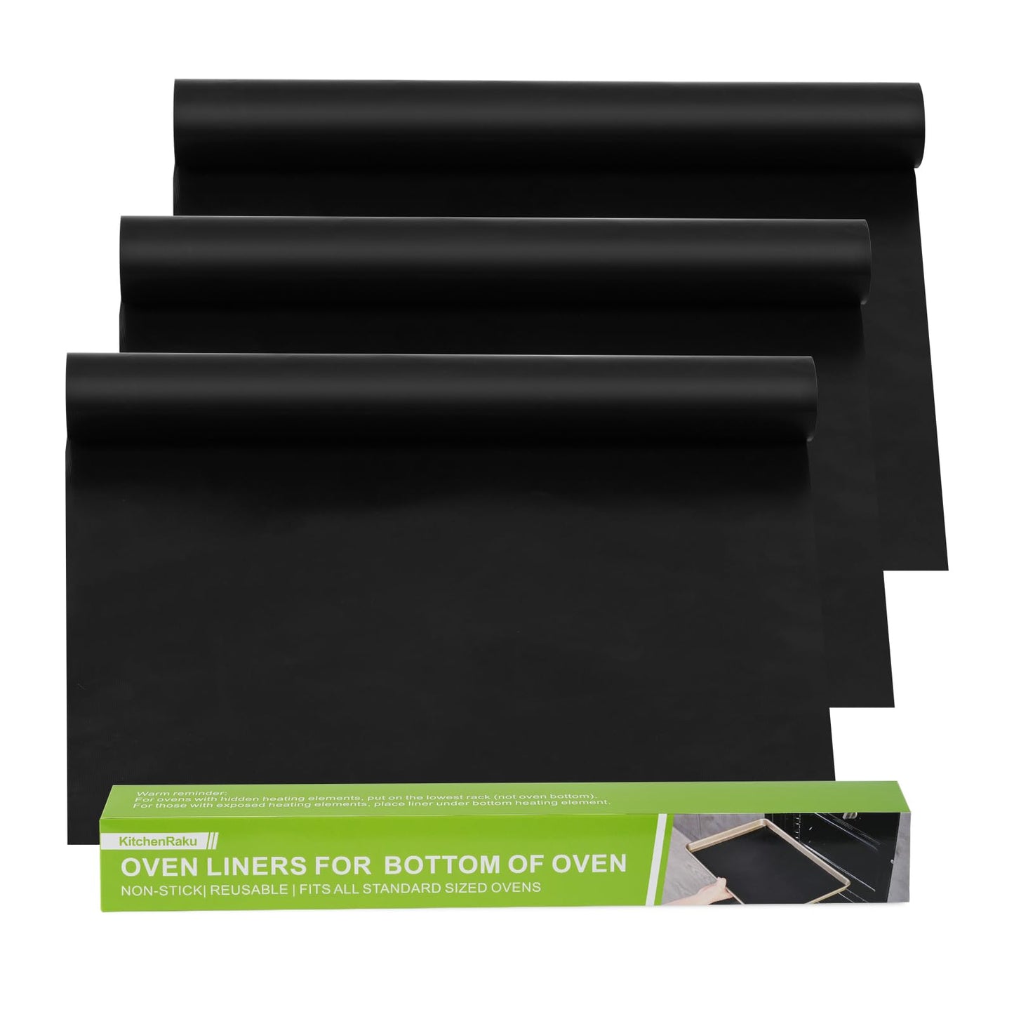 3 Pack Oven Liners for Bottom of Oven 16"x25", Large Thick Heavy Duty Non-Stick Teflon Oven Mat Set, Oven Floor Protector Liner