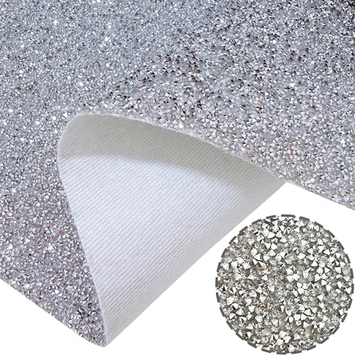 Meishu 8PCS/Set Silver Glitter Rhinestone Table Mat, 12x18 inch