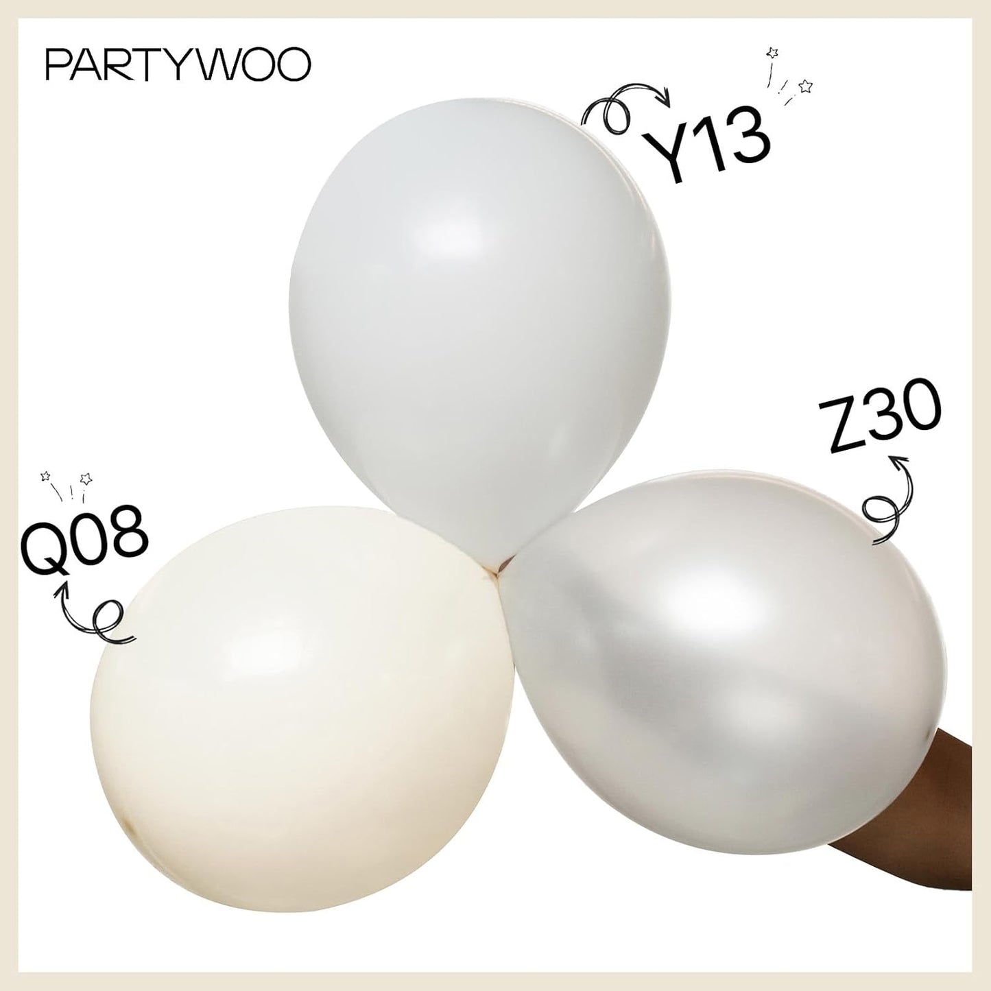 PartyWoo Beige Balloons - 120-Piece Cream Ivory Balloon Arch Kit | Wedding, Graduation & Baby Shower Decor