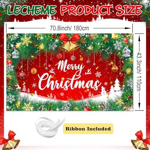 Merry Christmas Backdrop 6x4 ft Christmas Banner Red Green Garland Jingle Bell Holiday Photo Background Xmas Party Decorations