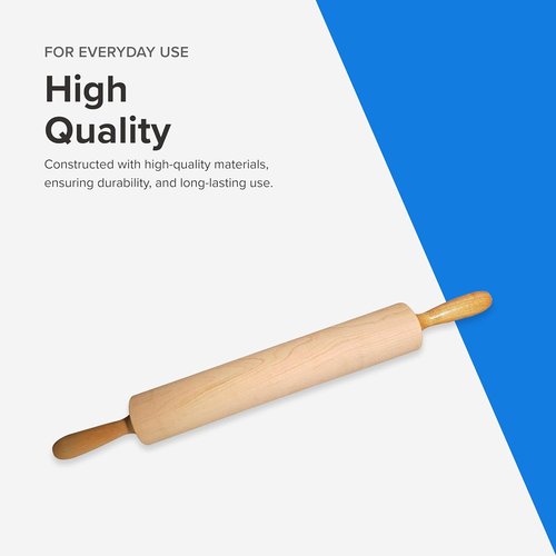 Frieling Rolling Pin - 15-Inch Natural Wood Dough Roller with Nylon Bushings for Smooth Baking