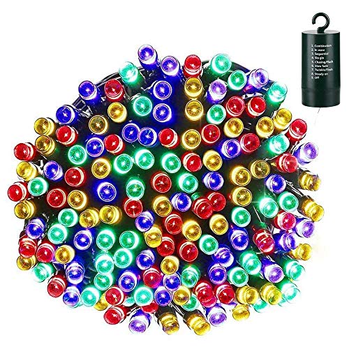 Lyhope 72ft Battery-Operated String Lights 200 LED Multicolor, 8 Modes, Indoor/Outdoor Waterproof