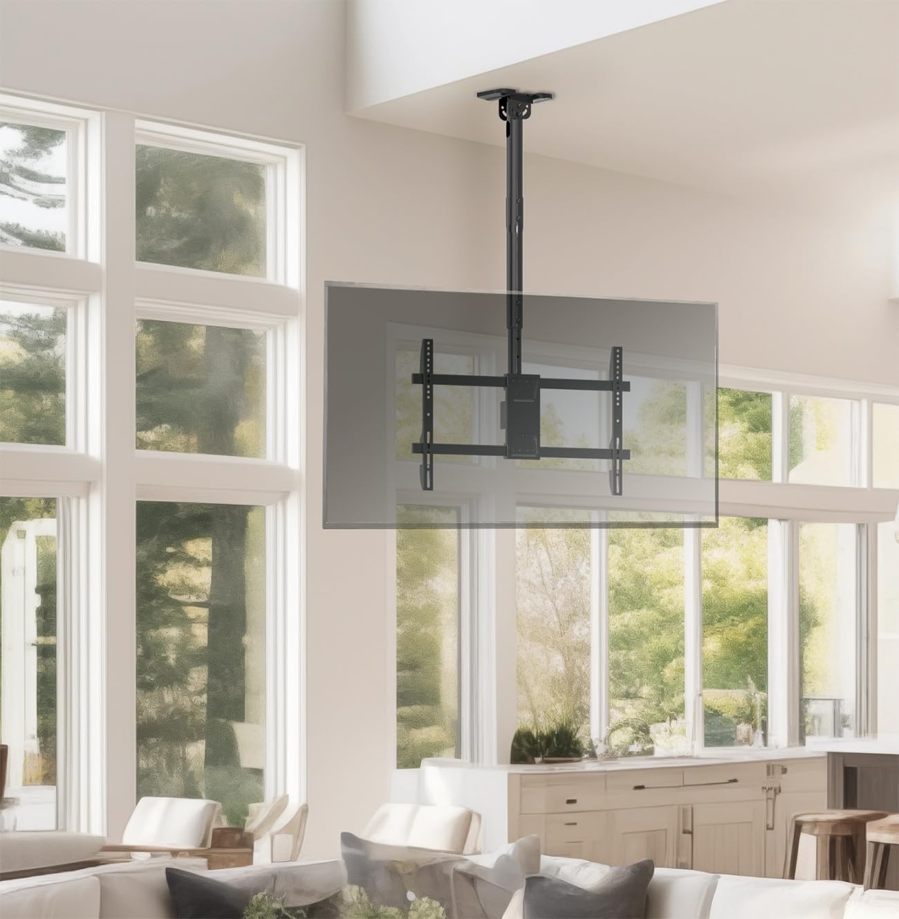 VIVO Ceiling Swivel TV Mount - Adjustable Height for 43 to 86 Inch Screens | Supports 132 lbs, Black