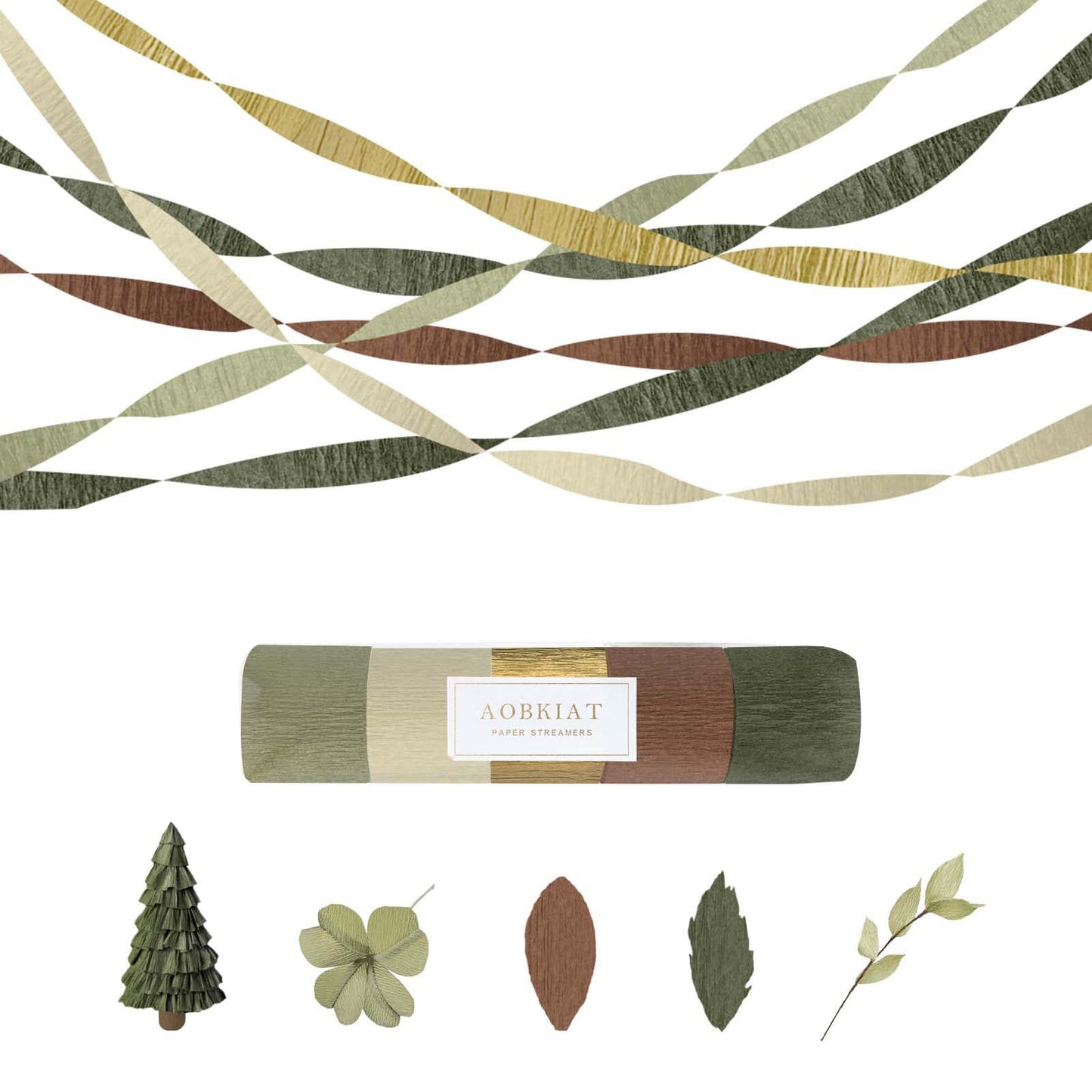 AOBKIAT Baby Shower Decorations,Sage Green Streamers Party Decorations,5 Rolls Crepe Paper for Boho Wedding,Bachelorette,Birthday,Woodland Baby Shower,Christmas,New Year