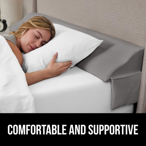 GORILLA GRIP Bed Wedge Pillow - Patented Design for Headboard Gap, High-Density Foam, King Size, Soft Gray
