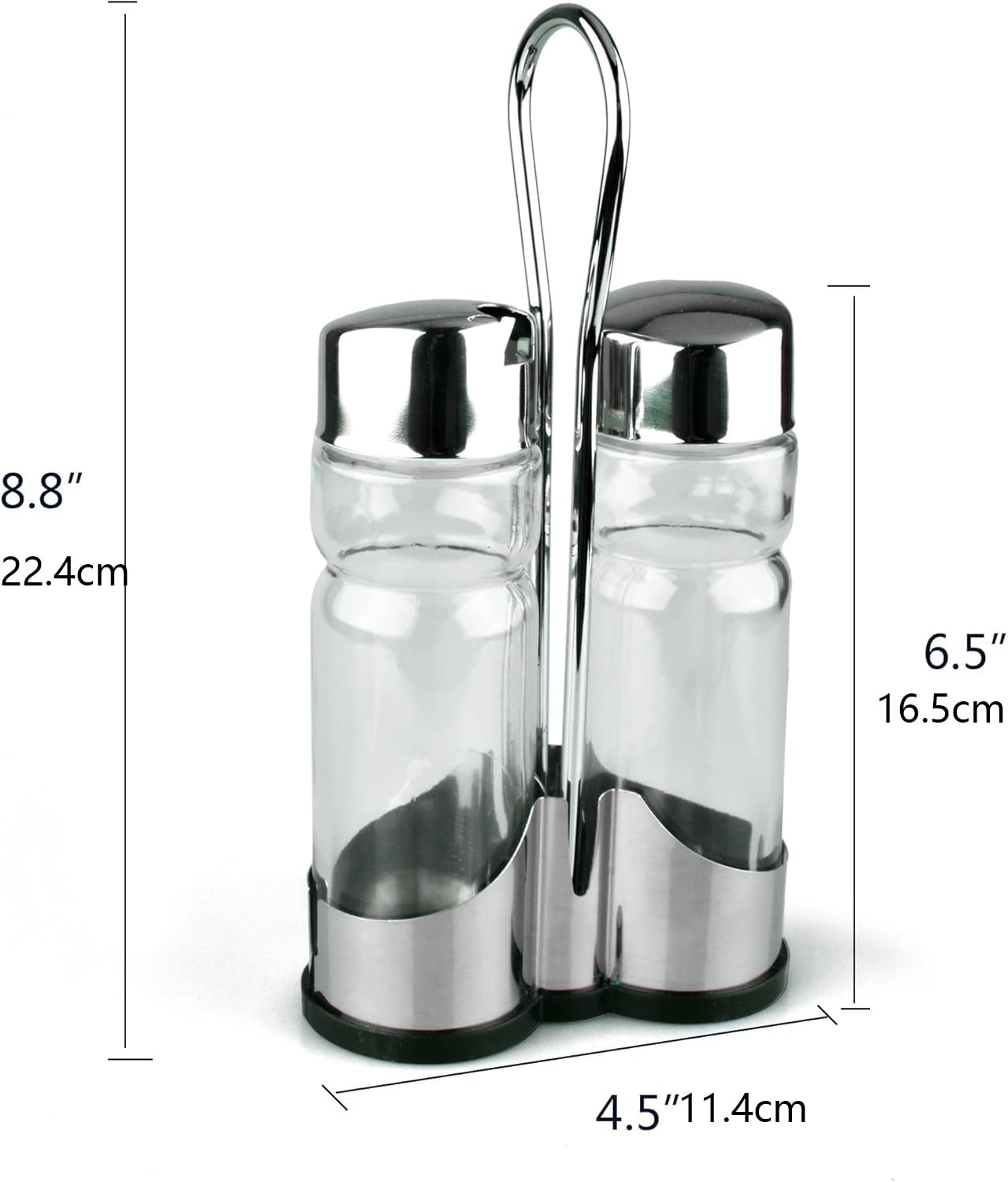 Oil and Vinegar Dispenser Set with Stainless Steel Holder,Clear Glass Olive Oil Dispenser Bottle