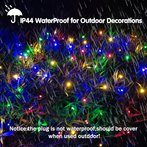 Multicolor 5x5 ft LED Net Lights, 100LED Green Wire, Connectable Indoor/Outdoor Bush & Tree String Light