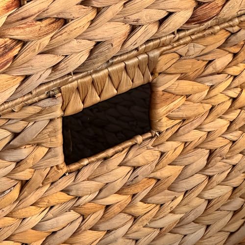 4-Pack Water Hyacinth Wicker Storage Baskets 13x11x11in for Shelving - Handwoven Natural Farmhouse Style