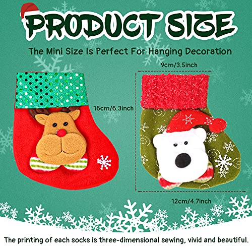 Chalyna 36 Pcs 6.8in Retro Christmas Stockings Set - 3D Santa/Snowman Reindeer, Bulk Holiday Candy Socks