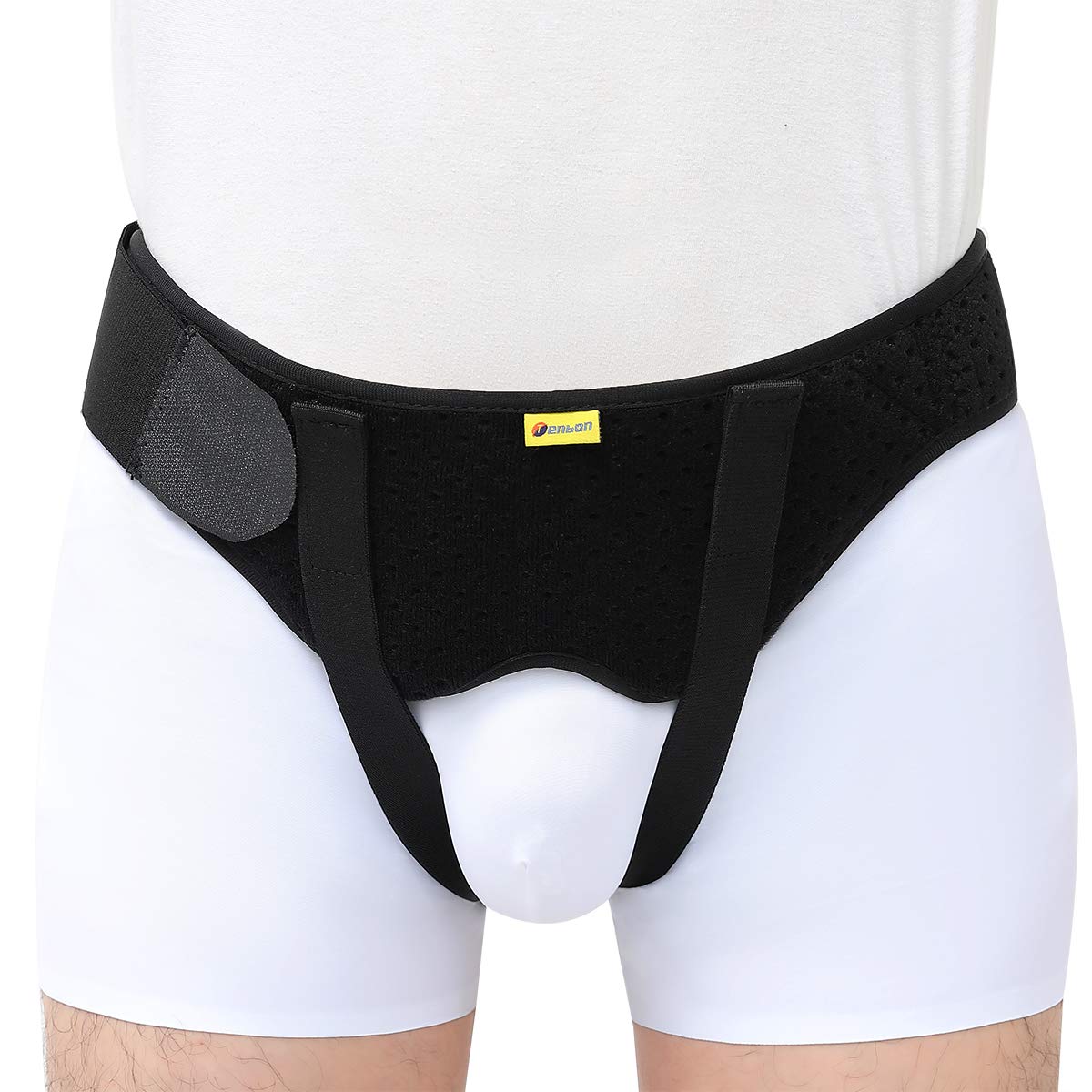 Tenbon Inguinal Hernia Belt for Men & Women - Adjustable Bilateral/Double Inguinal, Groin Hernia Support Truss for Pre & Post Surgery with 2 Removable Pads, Breathable & Discreet Wear Under Clothes (Medium)