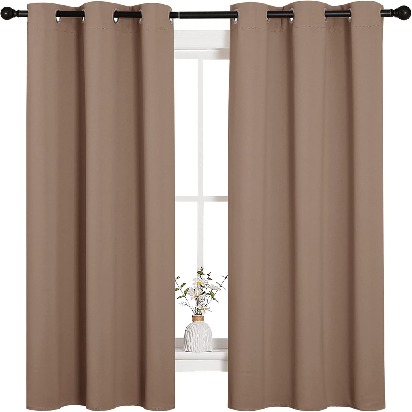 NICETOWN Blackout Curtains - Thermal Insulated Grommet Drapes for Bedroom | Set of 2 Panels, 42x63 Inch, Cappuccino