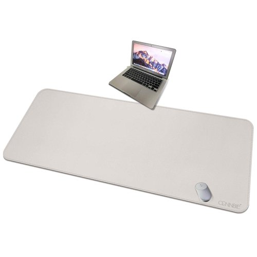 CENNBIE 59" x 27.5" 4XL Super Large Desk Mat - Mega Size Premium Vegan Leather Desk Pad - Ultra Ergocomfort Technology (Cream)
