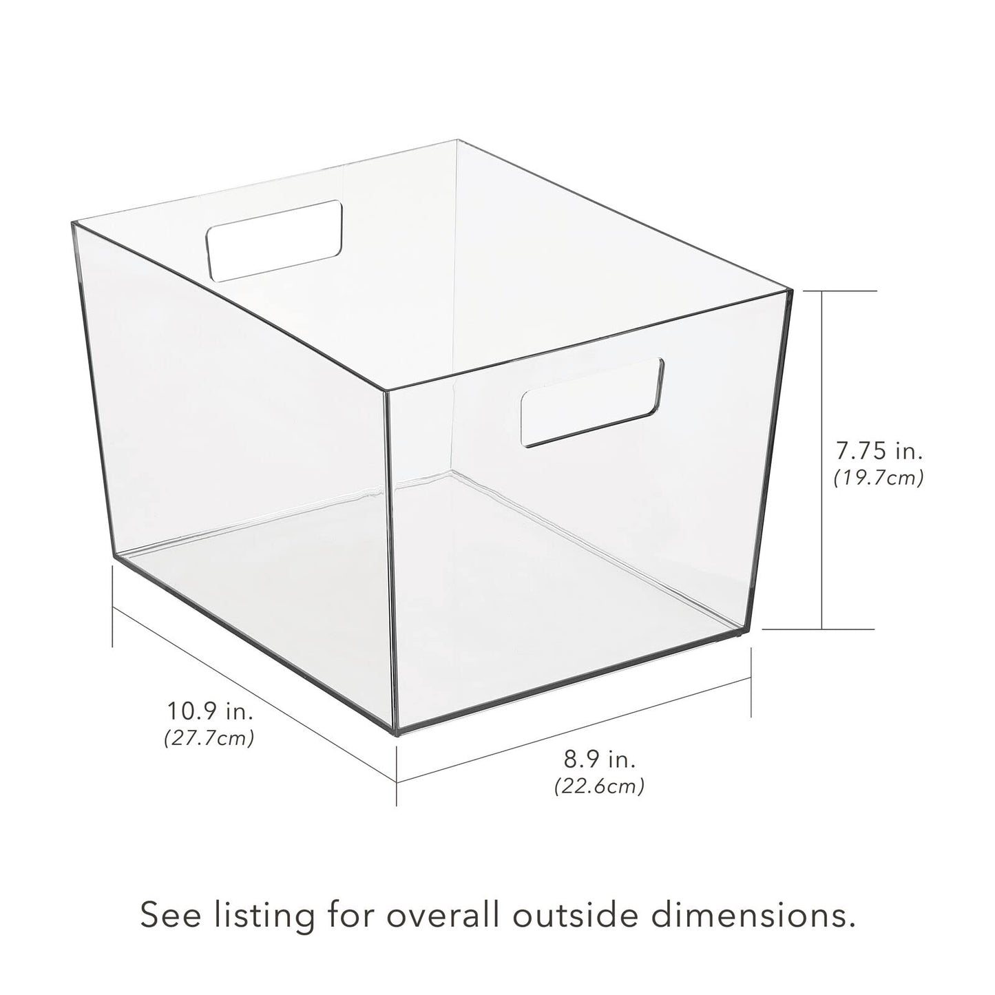 mDesign Nate Home by Nate Berkus Wide Plastic Bin with Handles | Perfect Organizer for Kitchen Storage or Fridge, and Pantry Organization from mDesign - Set of 2, Clear