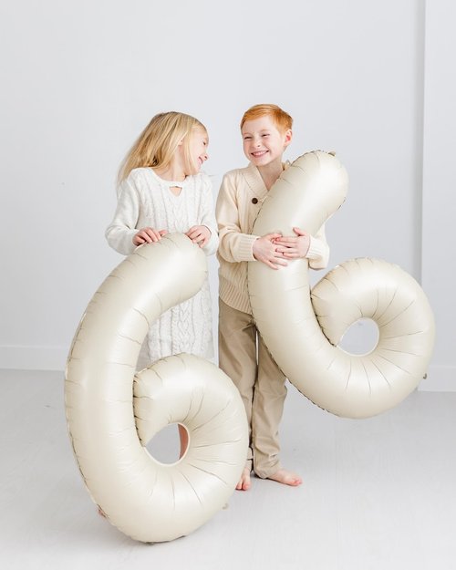 Cream 6 Balloon, Number Balloons 40 Inch, 6th Balloons for Birthday Decorations, Cream White Party Supplies 6 Birthday Balloon, Number 6 Balloon