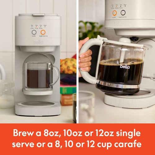 BELLA VersaBrew 2-in-1 Coffee Maker - K-Cup Compatible, Brew 3 Sizes, Iced Coffee Function, 60oz Tank