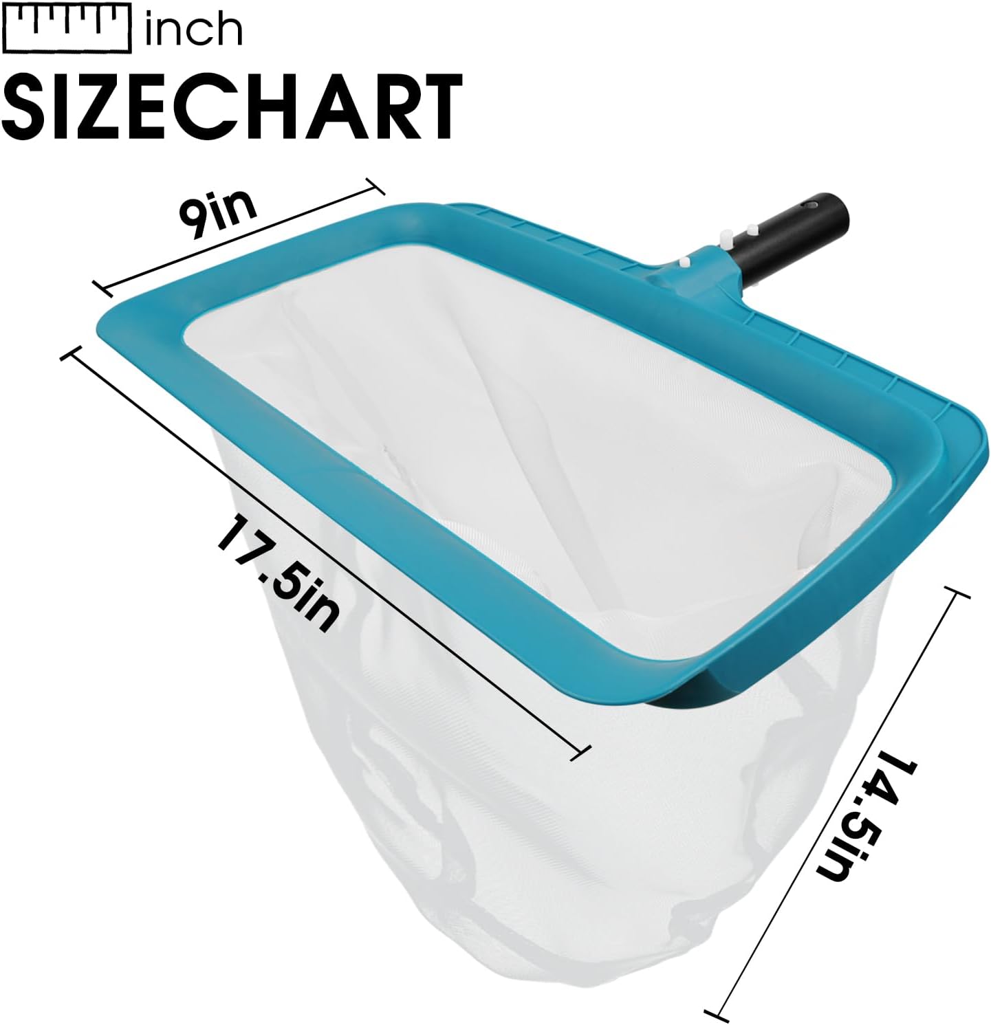 POOLWHALE Professional Pool Skimmer Net - Extra Wide Scoop Edge & Ultra Fine Mesh for Efficient Cleaning