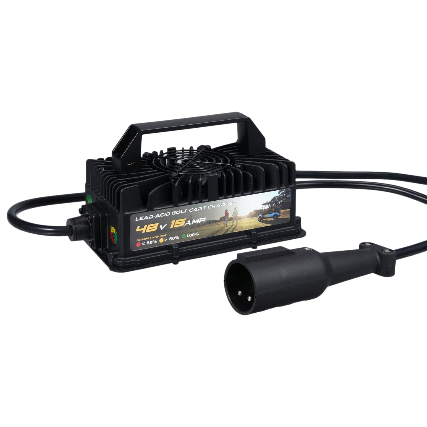 Shkalacar 15 AMP 48 Volt Golf Carts Battery Charger for Club Car, Lead Acid Battery Charger with 3-Pin Round Plug Replacement for Club Car