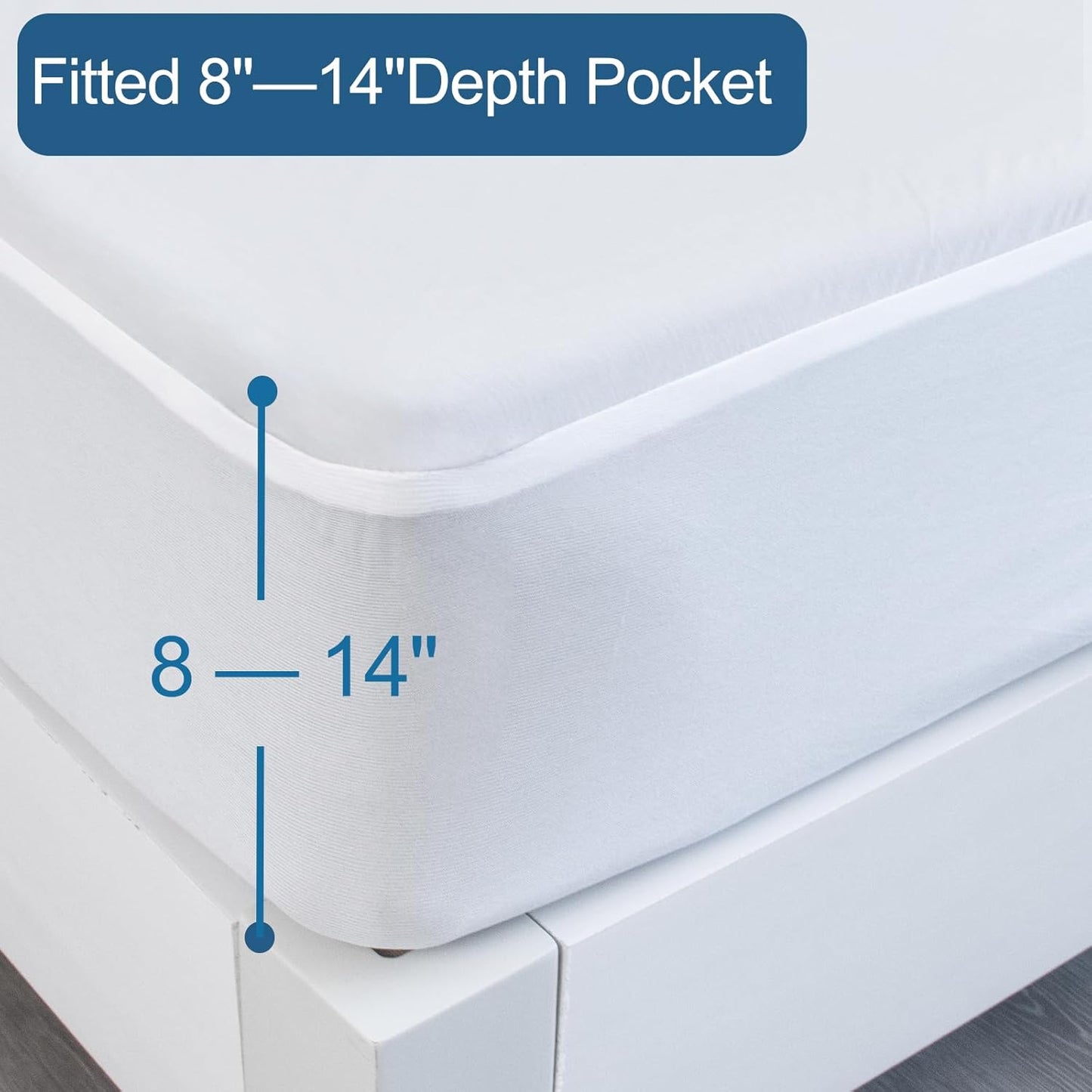 SPRINGSPIRIT Twin Mattress Protector - Waterproof Fitted Pad Cover for Up to 14'' Depth