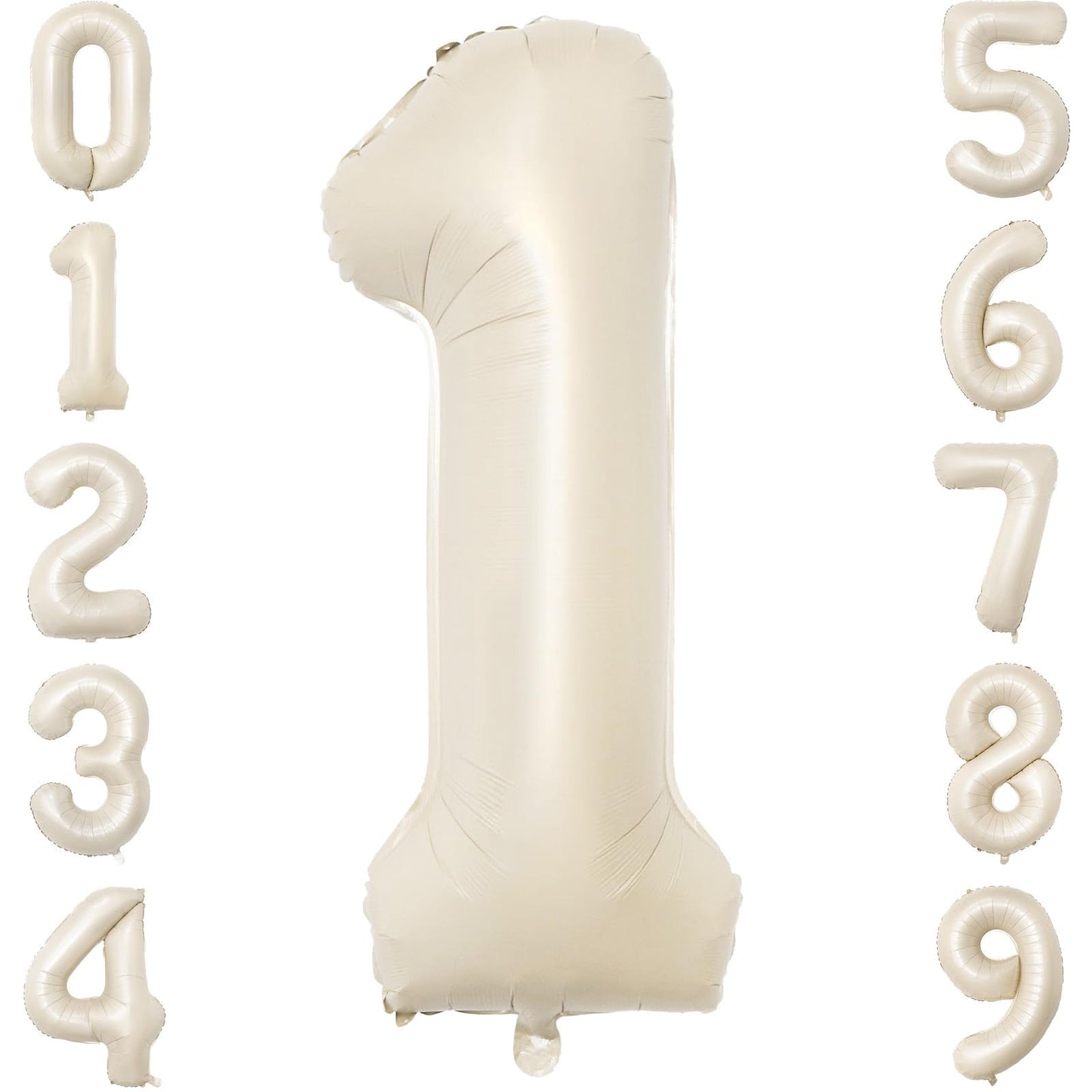 PatiCool 40 Inch Beige Number Balloon 1, Large Cream Number Foil Mylar Balloons for Birthday Party Celebration Decorations Supplies, Digital Balloons for Wedding Anniversary Events Decorations