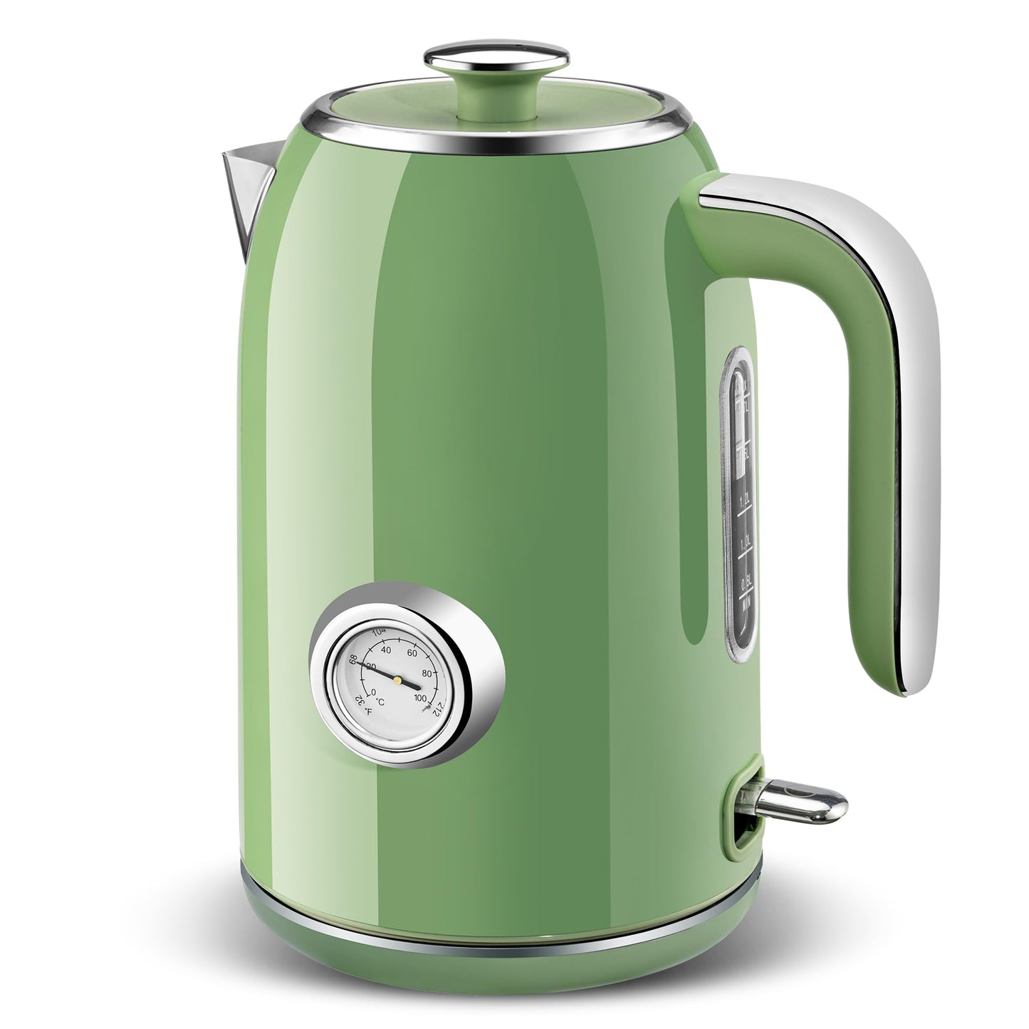 Pukomc Electric Kettle,1.7L Stainless Steel Electric tea kettle with Temperature Gauge, Fast Boiling, Auto Shut - off, BPA - Free, Boil - Dry Protection, (Retro Green)