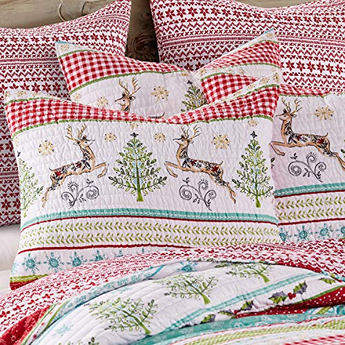 Levtex Home Comet and Cupid King Sham 20x36 - Merry & Bright Quilted Red Green White
