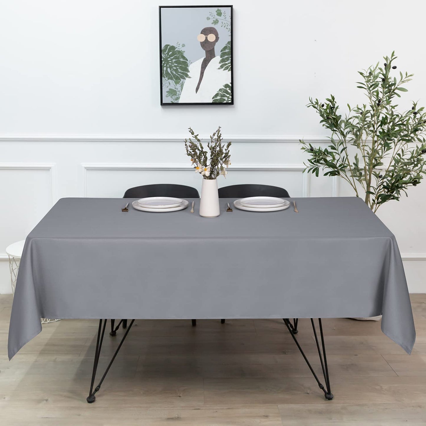 sancua Rectangle Tablecloth - 54 x 120 Inch - Water Resistant Spill Proof Washable Polyester Table Cloth, Decorative Fabric Table Cover for Dining Tables, Buffet Parties and Camping, Light Grey