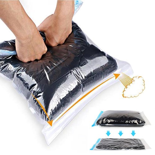 ALMING Compression Bags - Travel Essentials - 12 Pack Space Saver Bags - No Vacuum Pump Or Air Extractor is Needed - Storage Accessorie and Home Packing Organizers (transparent)