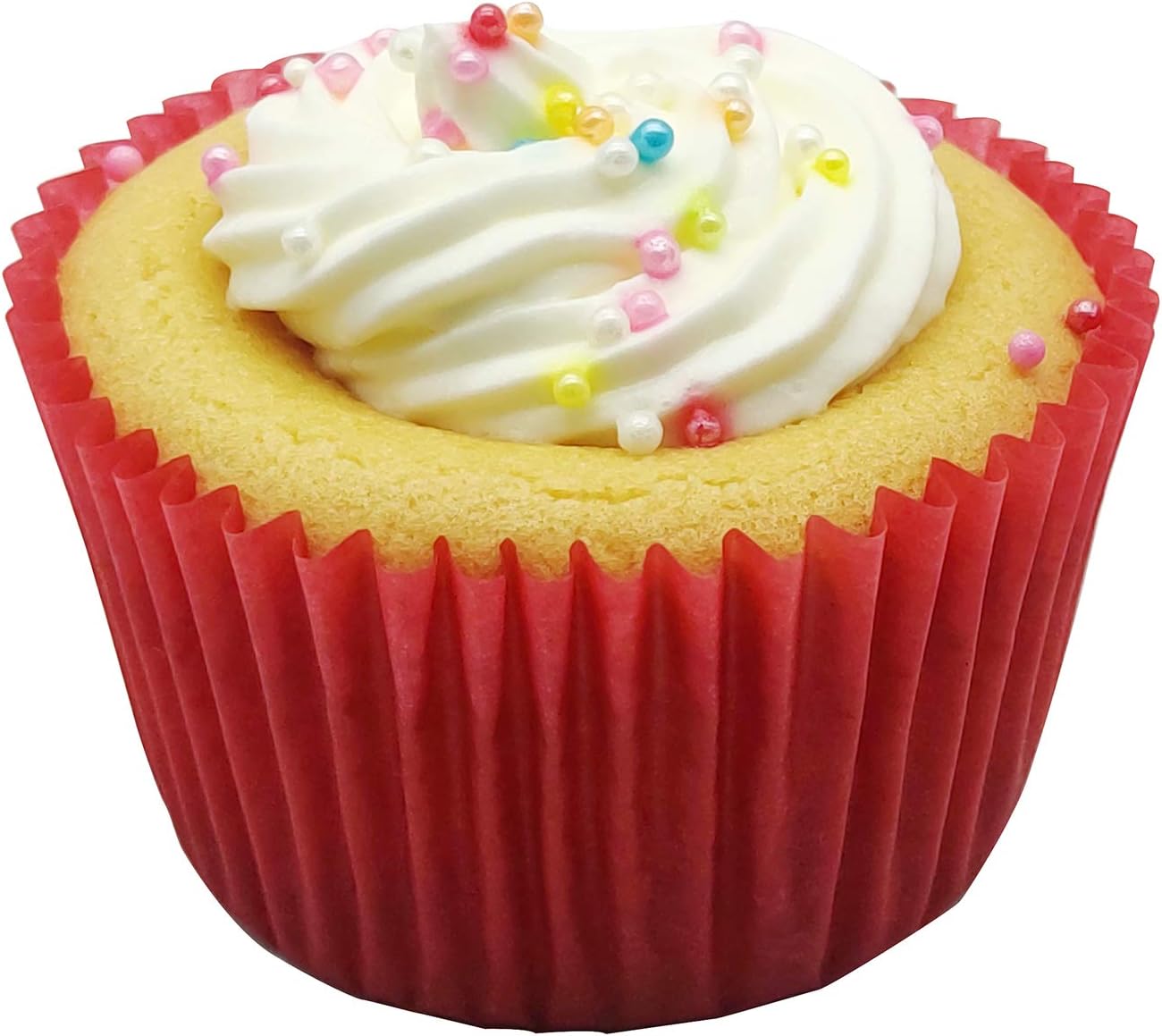 Premium Red Greaseproof Cupcake Liners - Standard Size Muffin Baking Cups, 100-Count