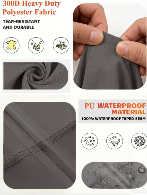 Heavy Duty Waterproof Patio Furniture Covers - UV Resistant Rectangular Table & Chair Set | 90" Wx 60" D x 28" H - Dark Grey