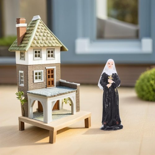Alipis Resin Nun and Priest Miniature Sculptures - 2pcs Catholic Table Ornaments for Church Events
