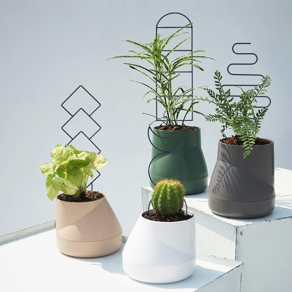 Wellsign Indoor Plant Trellis - 16-Inch Metal Support for Climbing Vines & Flowers | 4-Pack
