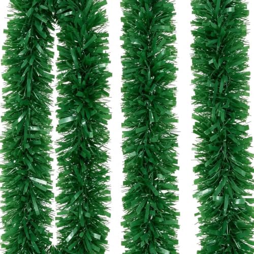50Ft Green Christmas Garland Decorations,Xams Greenery Tinsel Stems