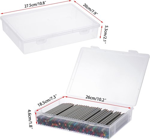 BTSKY Clear Plastic Storage Box - Versatile Craft Organizer with Flap Lid | Medium Size, 2 Pack