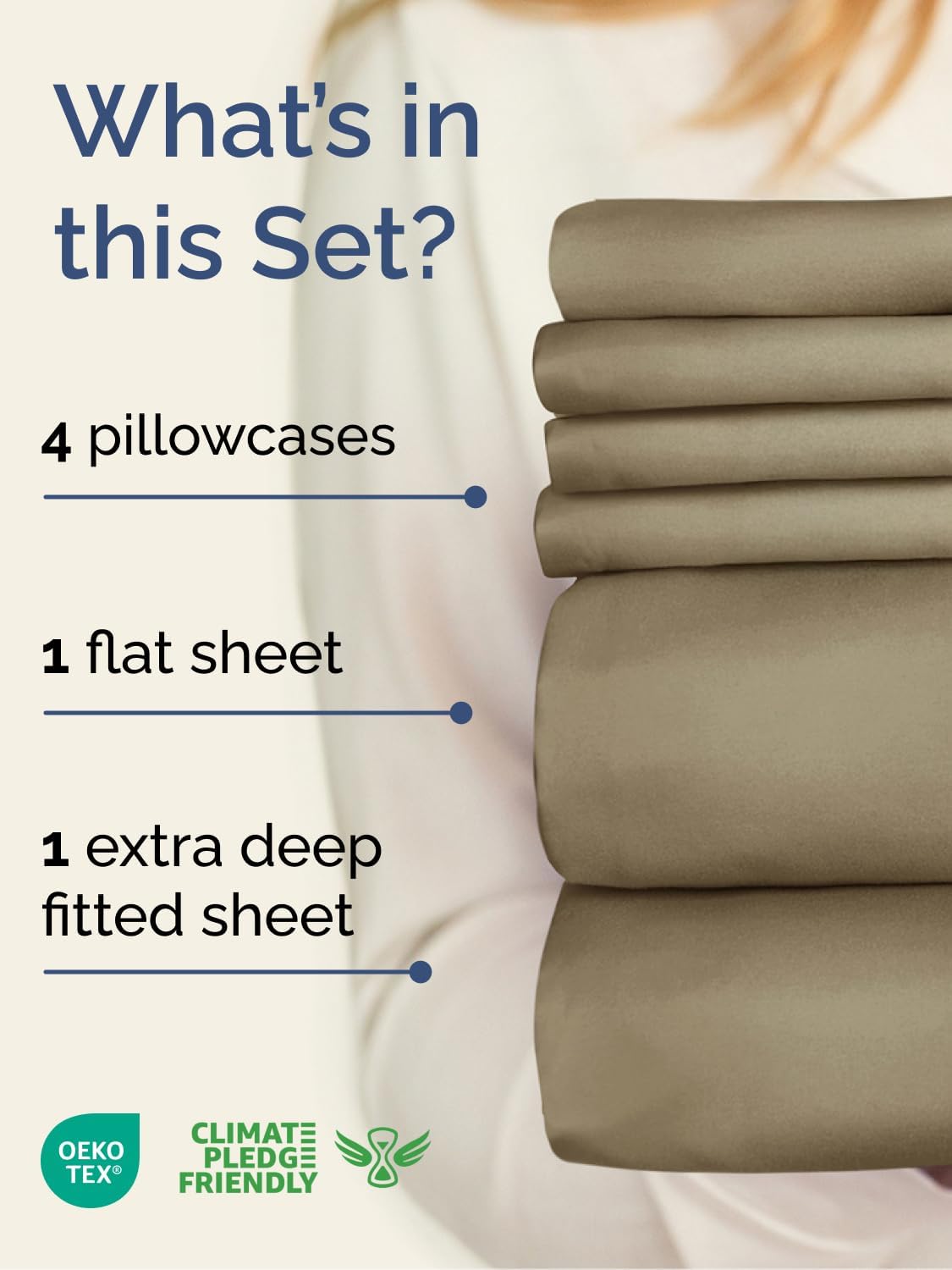 Skiennix Extra Deep Cal King Sheet Set | 6-Piece Breathable Cooling Bedding - Soft, Wrinkle-Free Khaki